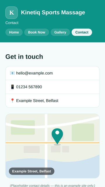 Appointment Booking & Owner Portal: Contact page